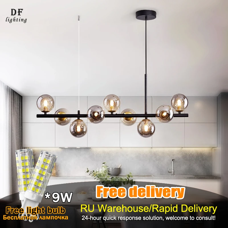 

LED chandelier glass bubble Free light bulbs living room lighting Bedroom Crystal Lamp Light glass ball dining light Home Decor