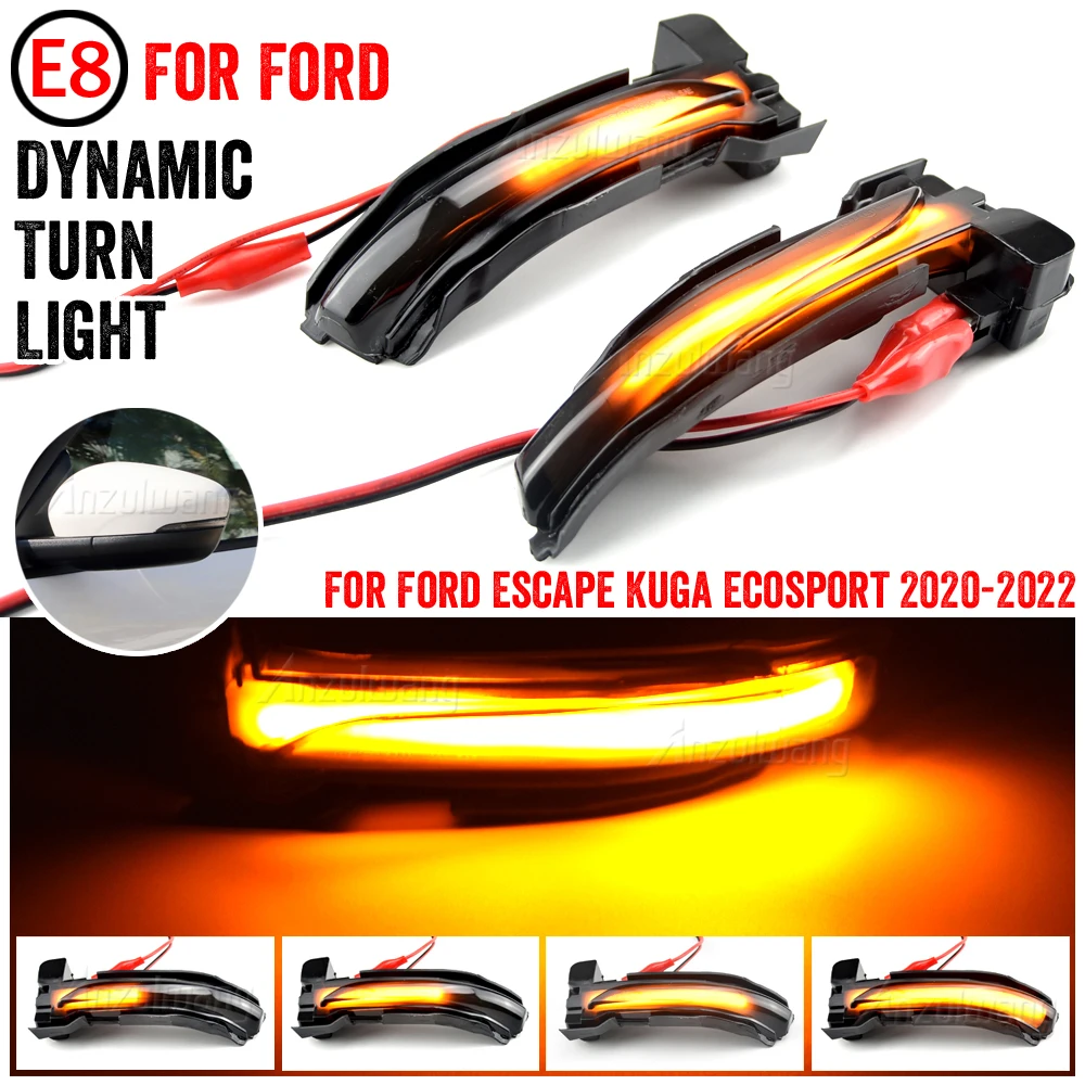 

Fit For Ford Escape Kuga Ecosport 2020-2021 2 Pcs Dynamic Blinker LED Turn Signal Light Side Mirror Indicator Sequential