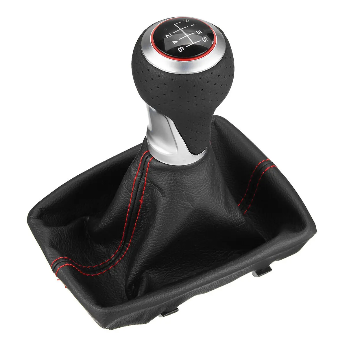 Car 6  Speed Gear Shift Stick Knob Lever Gaiter Boot PU Leather Cover For Audi A4 S4 B8 8k A5 Q5 S-Line 07-15 Car Accessory