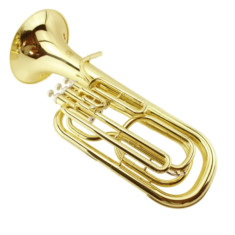 

Wholesale brass instruments 4 stainless steel piston Bb brass body cupronickel valve gold lacquered marching euphonium