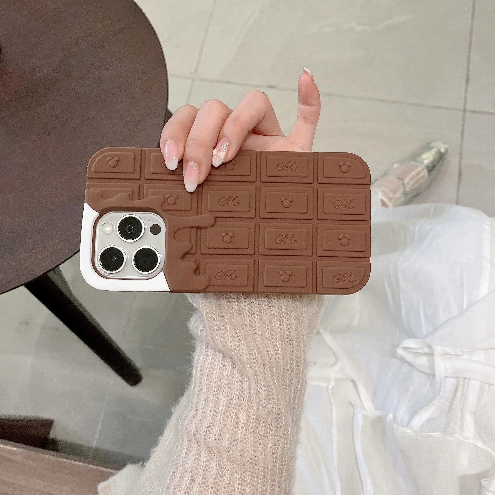 ثلاثية الأبعاد الشوكولاته الآيس كريم لينة سيليكون جراب هاتف آيفون 12 13 14 15 16 برو ماكس مكافحة الإفلات غطاء لطيف ملحقات الهاتف المحمول #6