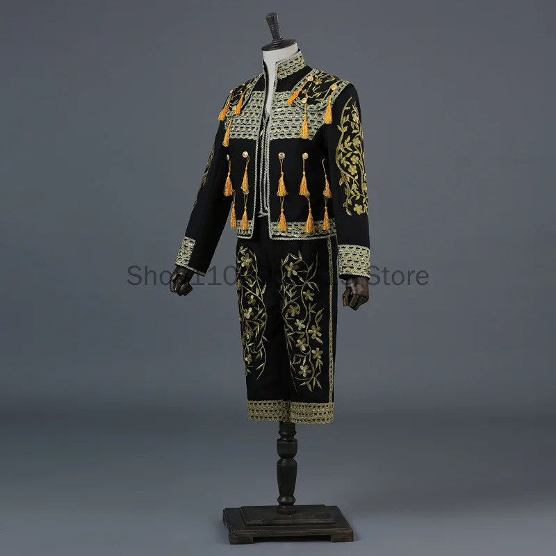 Disfraz Medieval de lujo de Príncipe Noble para hombre, ropa de Bullfighter español, chaqueta con flecos, chaleco, pantalones, traje, trajes Matador