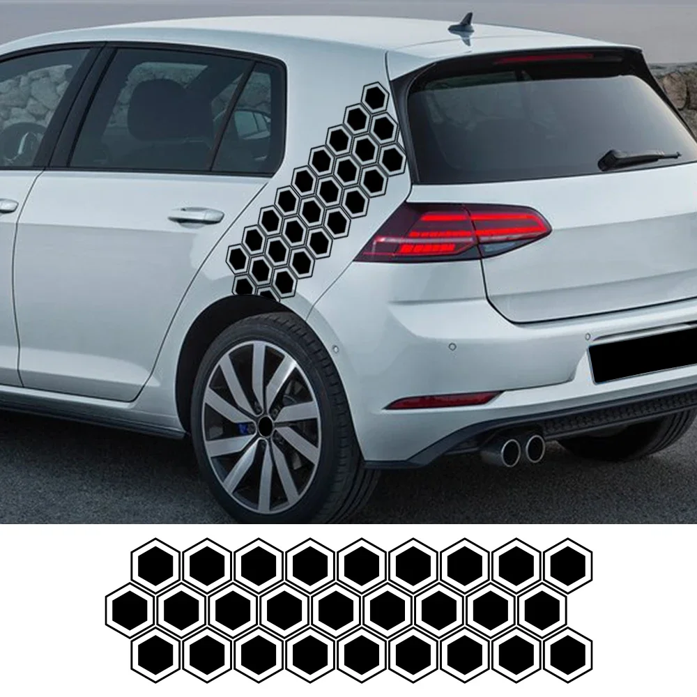 Honeycomb Hexagonal Graphics Car Vinyl Decal Car Body Side Sticker Waterproof Modification Decoration Auto Tuning Accessories