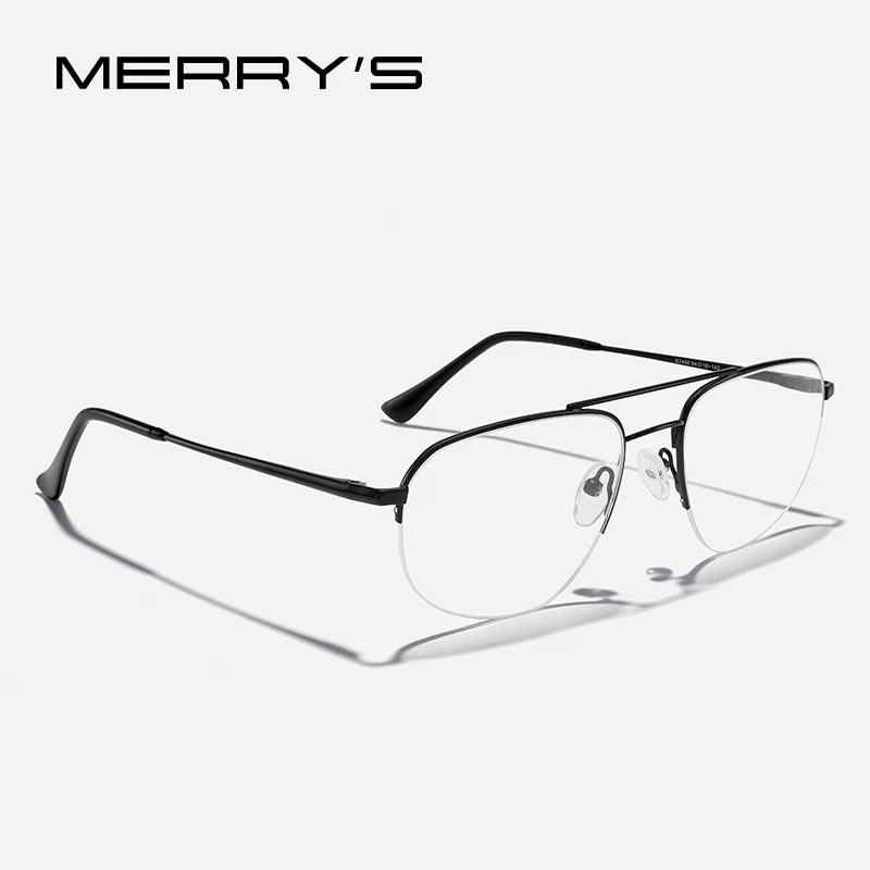MERRYS DESIGN klasyczny Pilot pół ramki okularów dla mężczyzn kobiet ze stopu tytanu okulary optyczne męskie okulary ramki okularów S2458