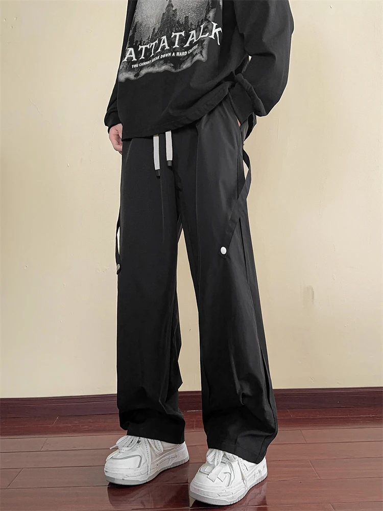 

Летние тонкие американские повседневные брюки для десантника из ледяного шелка, мужские свободные прямые длинные брюки, рабочая одежда, молодежная активная одежда