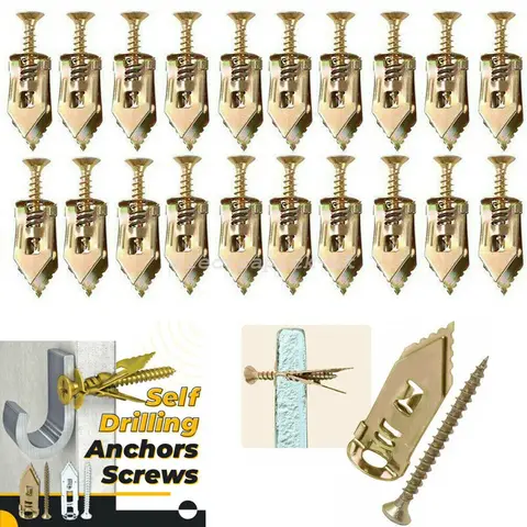 20/50/100 Set Self Tapping Screws Self Drilling Anchors Screws Drywall Anchors Expansion Nails Use for Gypsum Plasterboard Dowel