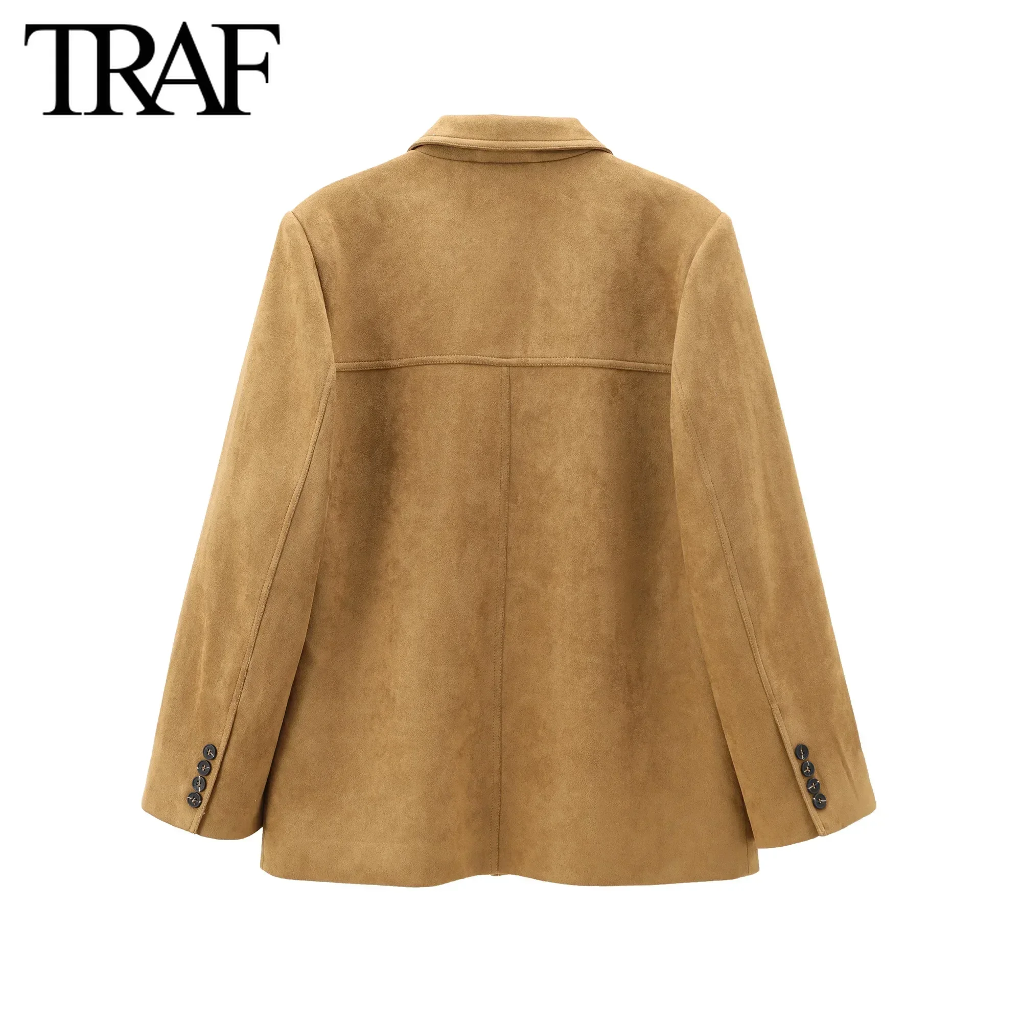 TRAF Women Fashion Spring Autumn New Long Sleeve Single Breasted Casual Suits Jacket Chic Female Flip Pocket Blazers Suit Coat