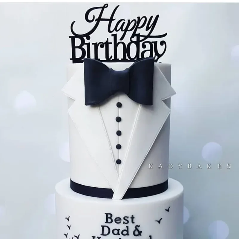 

Acrylic Suit Tie Concise Atmosphere Happy Birthday Decorating Cake Topper Kids Boy Party Toppers Decoration