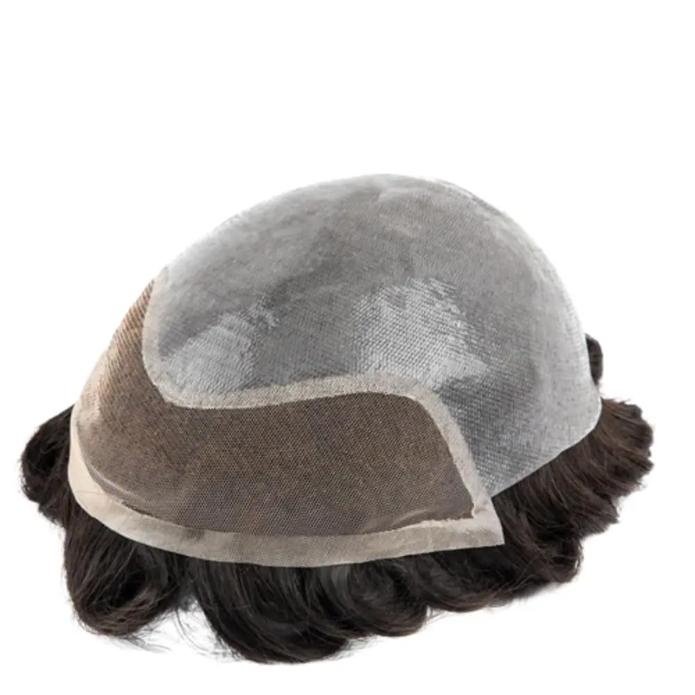 Toupee PU 0.04mm for Men Human Hair Wigs Toupee European Virgin Human Hair Units Curly Wave for Man BIO Prosthesis Units Patch