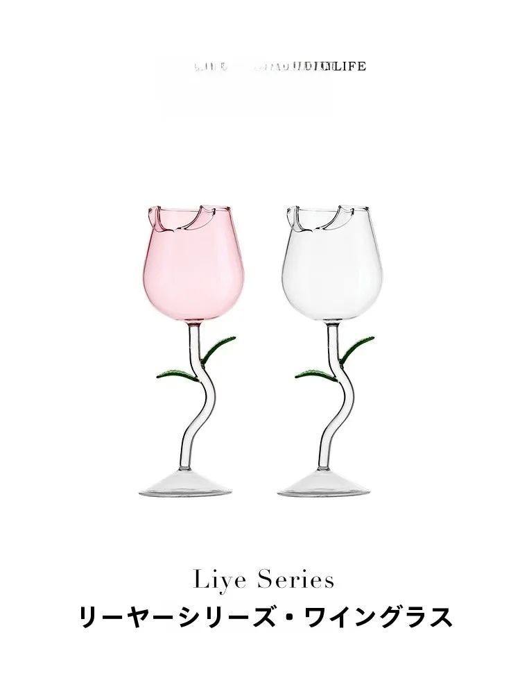 

Tlife LiYe Creative Rose Highball Glass Red Wine Cup Nordic Sle Heat Resistant Glass Wine Decanter Fre Trend Handmade Dri...