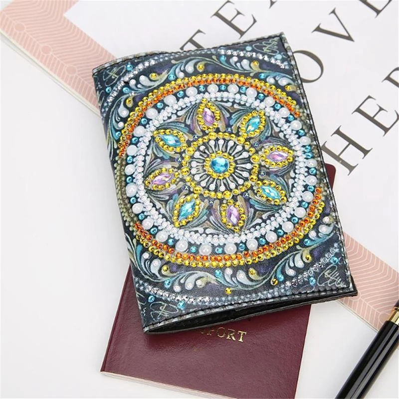 Diy Diamond Painting Passport Book Case Cover Classic European Style Diamond Embroidery Wallet Credential Book Case Handicrafts