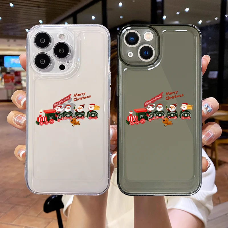 

Christmas Pattern Snowman Train Phone Case For iPhone 16 15 11 12 14 13 Pro Max Mini X XSMax XR 7 8 Plus SE4 16e Silica Covers