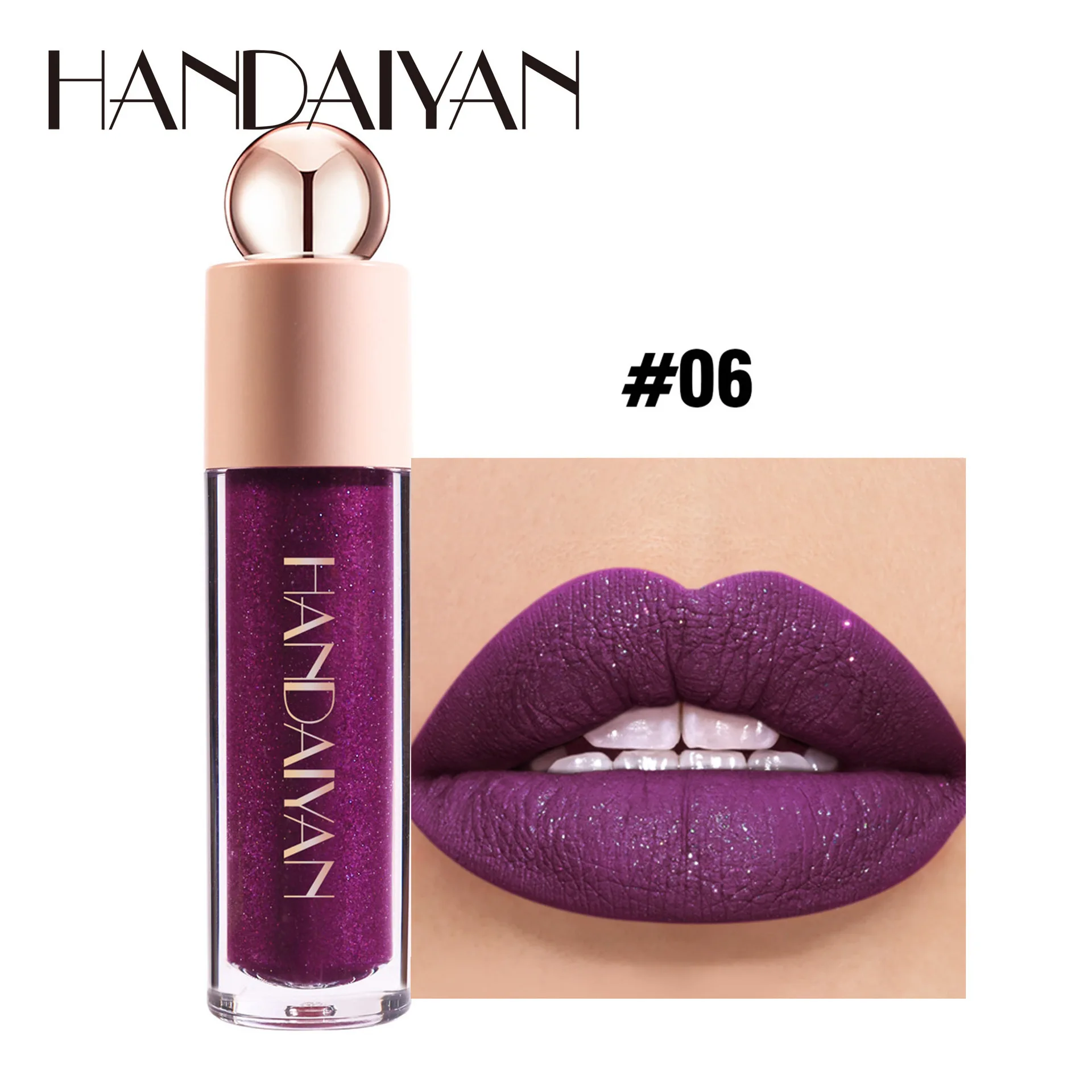 Handaiyan Matte glitter Waterproof Shimmer Lip Gloss Sexy Lipgloss Pigments Makeup Long Lasting Tinted Lip Glaze