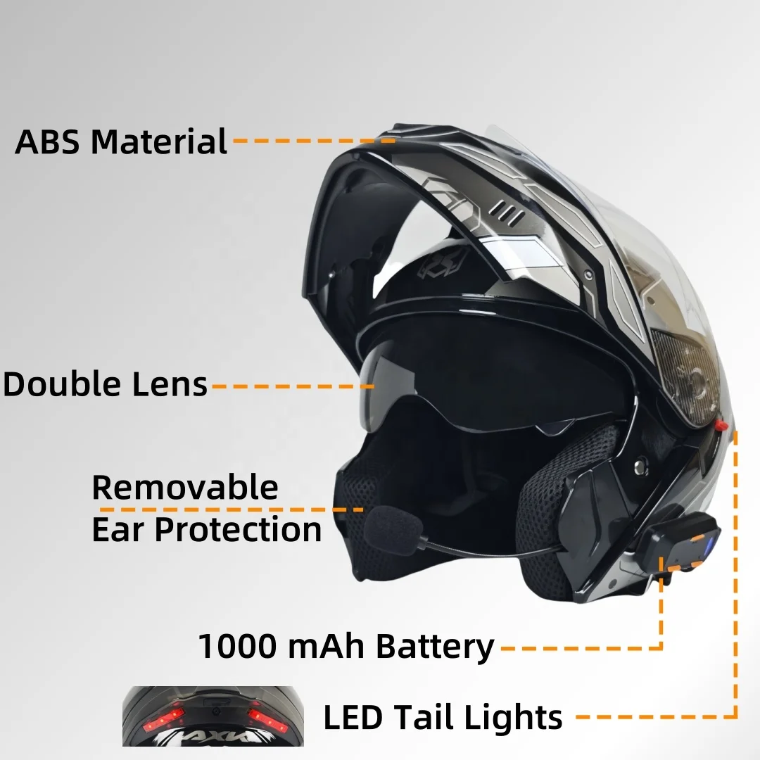 ABS وحدات دراجة نارية خوذات ركوب الأسنان الزرقاء LED أضواء خلفية تحطم خوذة لصانع الدراجات النارية في الهواء الطلق #3