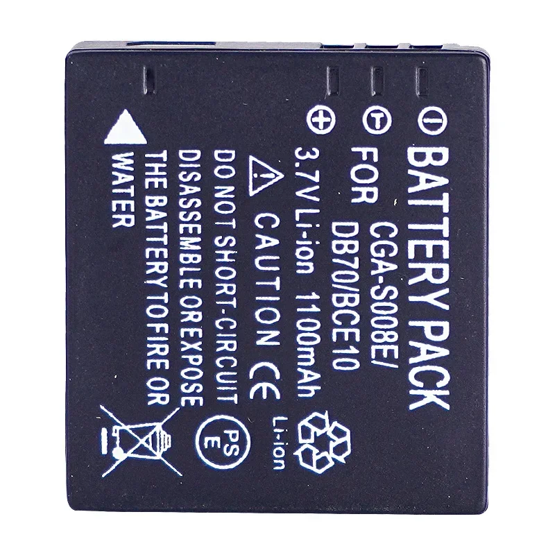 CGA-S008E Battery 1100mAh 3.7V for Panasonic DMC-FS3 FS5 FS20 FX30 FX33 FX35 FX36 FX37 CGAS008E CGA S008E DMW-BCE10 DB70 Camera