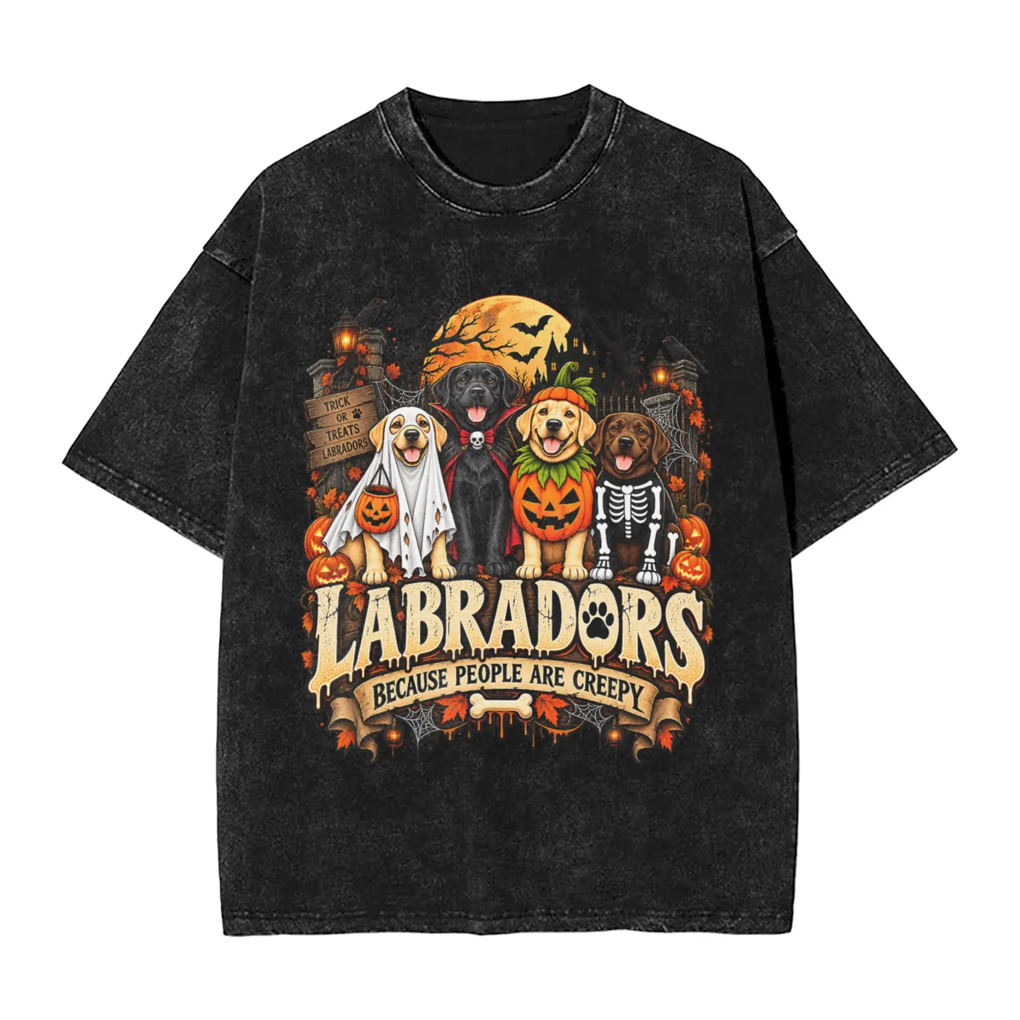 Labradors Because People are Creepy Halloween Dogs T Shirt Summer  Aesthetic T-Shirts Cotton Trending Tee Shirt Custom Clothes