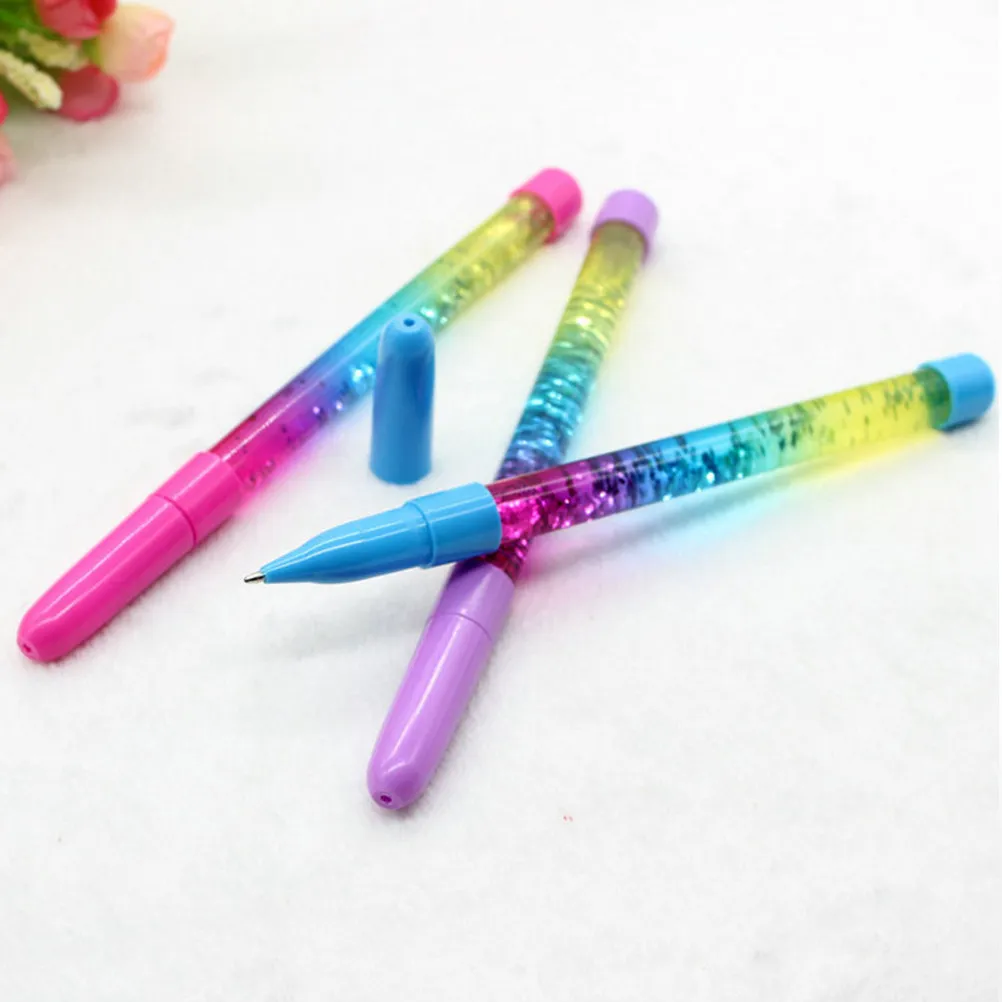 12Pcs Magic Wand Quicksand Pens Adorable Cartoon Portable Writing Pens Office School Supplies Colorful Pen Perform Supplies