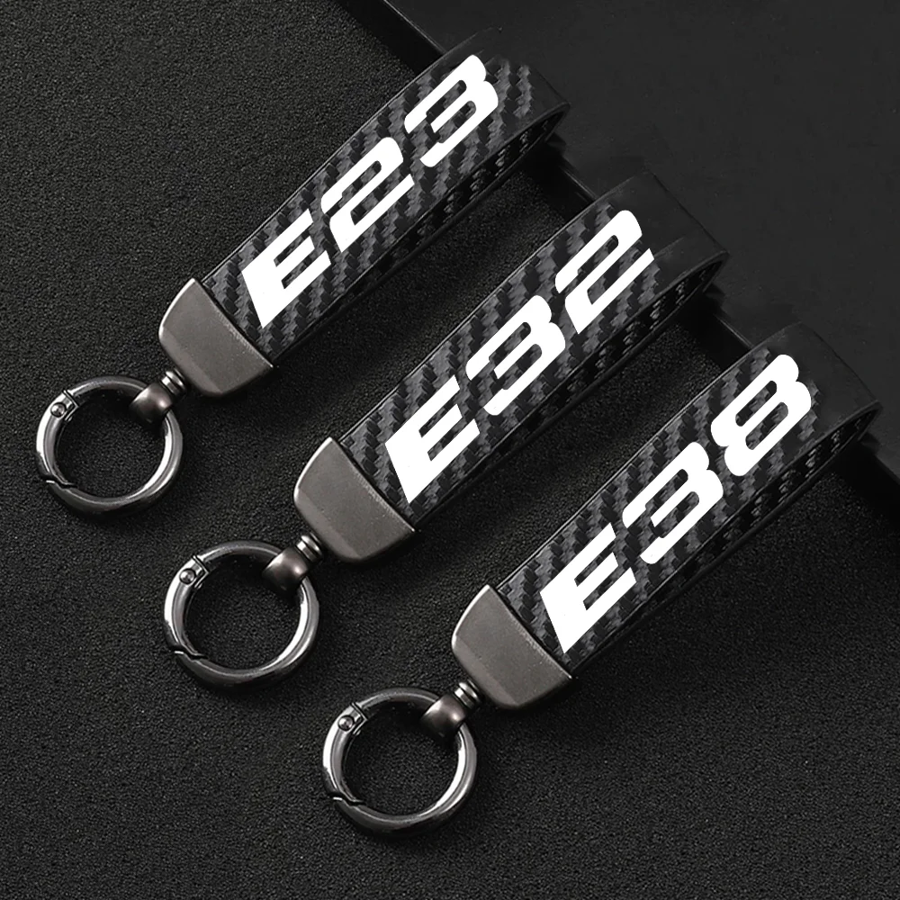 For BMW 7 Series E23 E32 E38 E66 New Fashion Car Key Chain Carbon Fiber Style Leather Auto Keyrings Holder High-Grade Accessorie