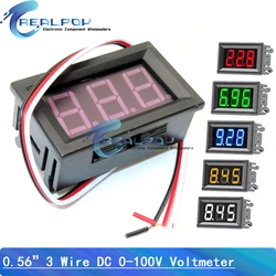 0.56 Inch DC LED Digital Voltmeter 0-100V Voltage 3 Wires Digital Ammeter Voltmeter Volt Panel Tester Meter For Motorcycle Car