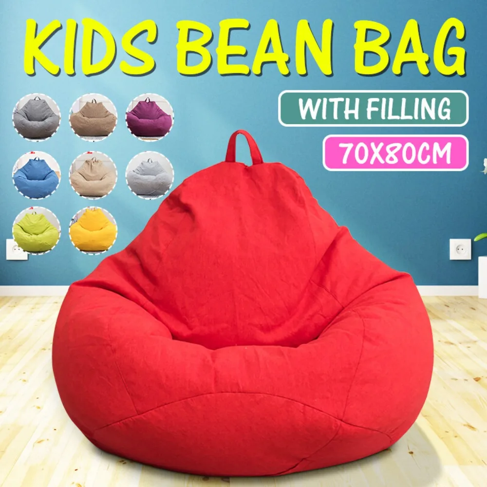 Kids Bean Bag Sofa 70x80cm – Lazy Lounger Chair with EPS Beads Filling, Soft Couch for Indoor Playroom, Includes Filling image 2