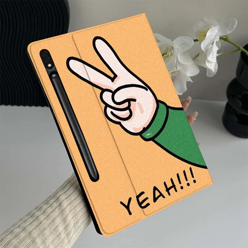 

Cartoon Peace Hand Gesture Tablet Case For Samsung Galaxy Tab S7 S8 S9 S10 FE Lite Gift