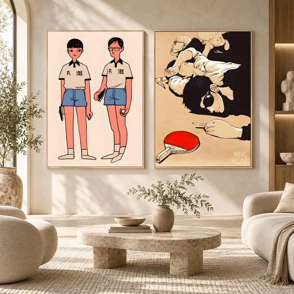 Anime P-ping Pong The Animation Poster Self-adhesive Living Room Bedroom Party Bar Decor Moisture-proof Fade-resistant