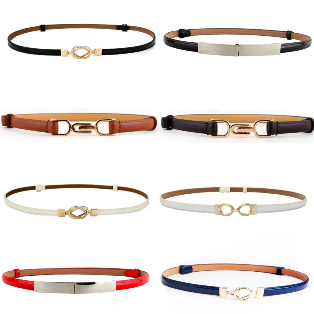 New Promotion Thin Pu Leather Belts for Women Fashion Black Adjust Waistbands for Dress Skirt Decorate Cummerbunds Girls Party
