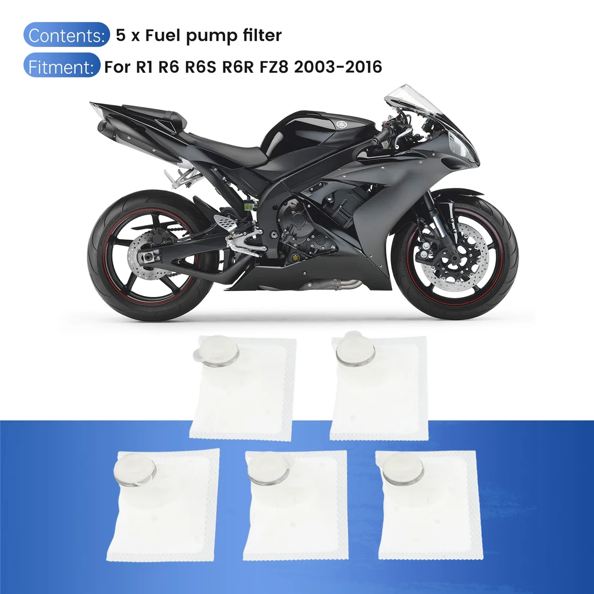حار 5 قطعة دراجة نارية مضخة الوقود تصفية مرشح الوقود مناسبة ل R1 R6 R6S R6R FZ8 2003-2016