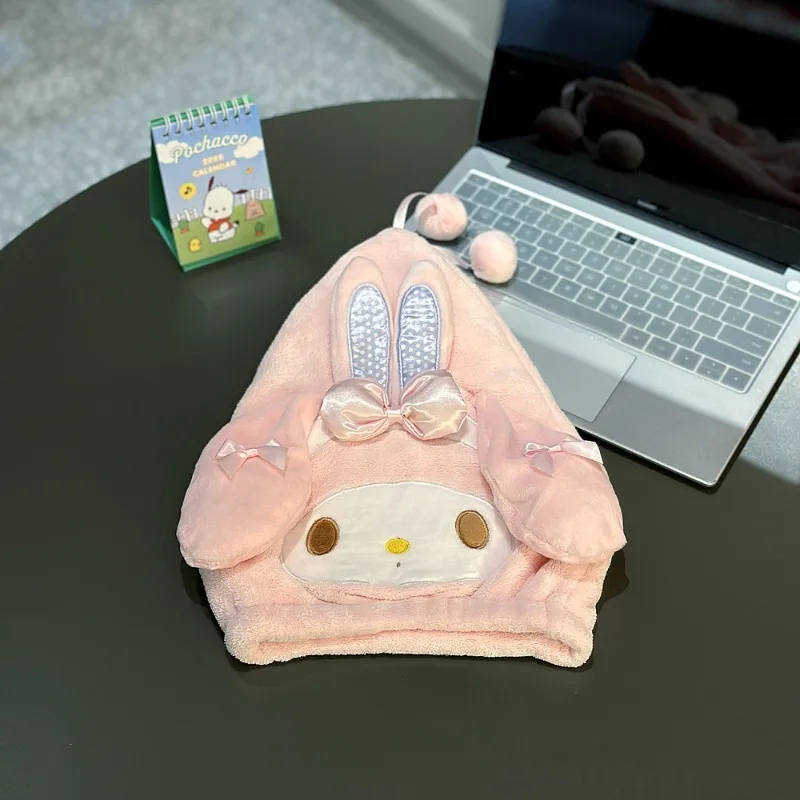 قبعة منشفة شعر ماي ميلودي ذات علامة تجارية مشتركة لطيفة على شكل خروف وردي اللون سريعة الجفاف وماصة للماء، عمامة من الصوف المرجاني على شكل قلب بناتي #2