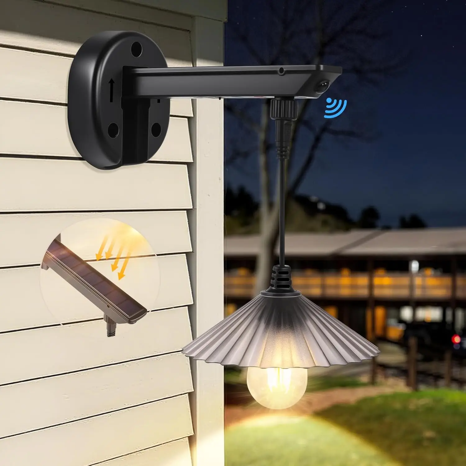 ソーラーバーンライト、屋外用ウォールスコンス、モーションセンサー付き3つの照明モード、防水ファームハウスウォールマウント外壁ライト