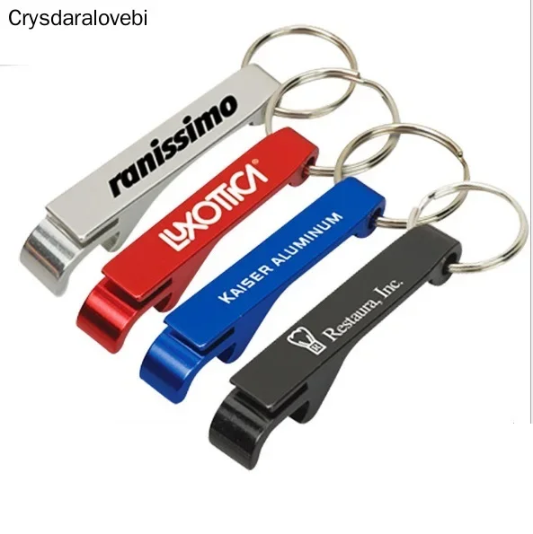 600 pcs/lot New promotion customed printed logo gift Metal aluminum alloy bottle opener metal keychain laser LOGO