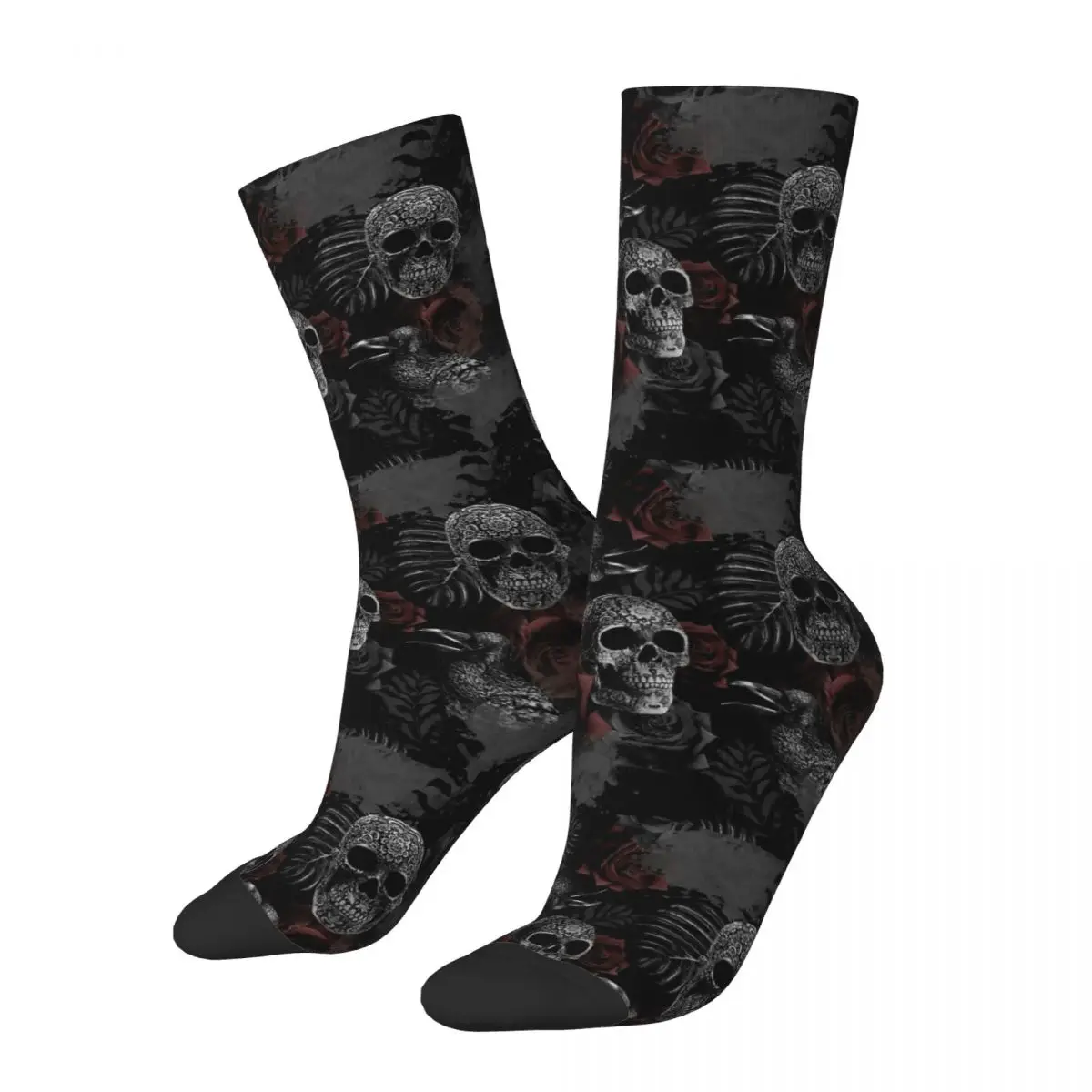 Skull Flowers Socks Gym 3D Print Boy Girls Mid-calf Sock