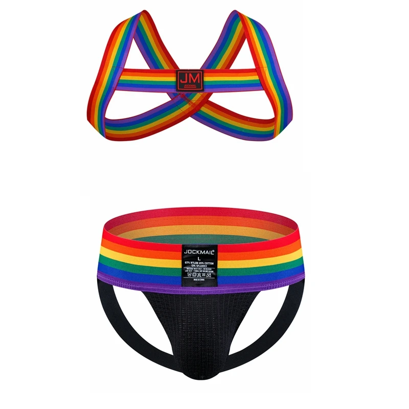 Body Bondage Men Sexy Harness Lingerie Belts Rainbow Pride Hollow Out Costume Men Jockstrap Mens Thongs G Strings Gay Underwear