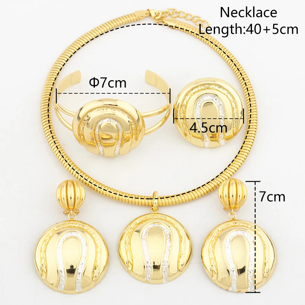 4-teiliges Schmuckset, große Schmucksets für Damen, 18 Karat vergoldet, Halskette, Armband, Ohrringe, Ring-Set, Hochzeitsschmuck, Festgeschenke – Detail 6