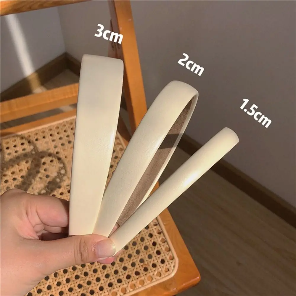 

Wash Face Girl Headband Wide Brimmed Female Hair Accessories Thin Korean Style Headwear Hair Hoop PU Leather Headband Hair Band