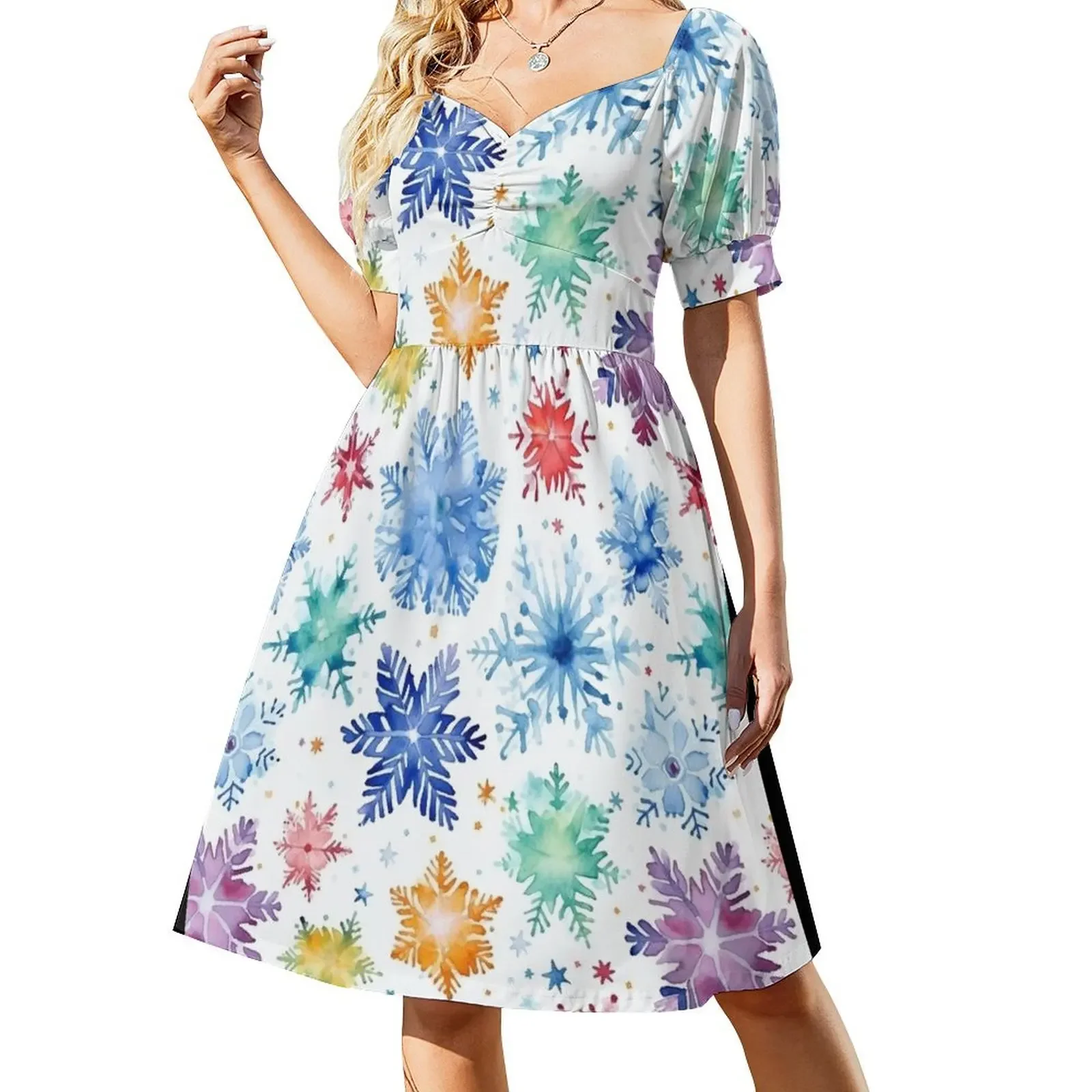 Colorful snowflake water color seamless pattern 20 Dress dresses for womens Woman clothing