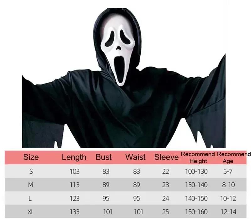 Kids Adults Mother Father Scream Costume Children Fancy Dress Halloween Carnival Party Horror Death Ghostface Costume Boys Teens