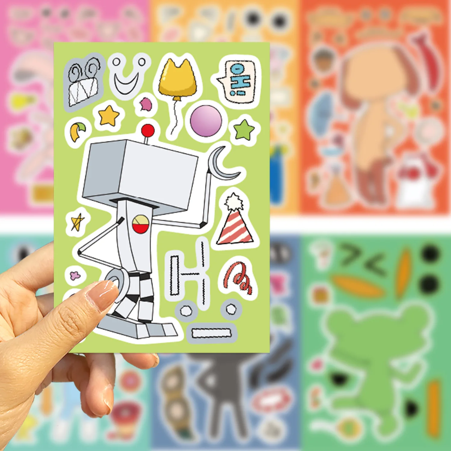 

8/16Sheets Cute Lnoue Toro Make a Face Puzzle Stickers Funny Lnoue Toro Cartoon Decal Laptop Phone Guitar Skateboard Kid Toys