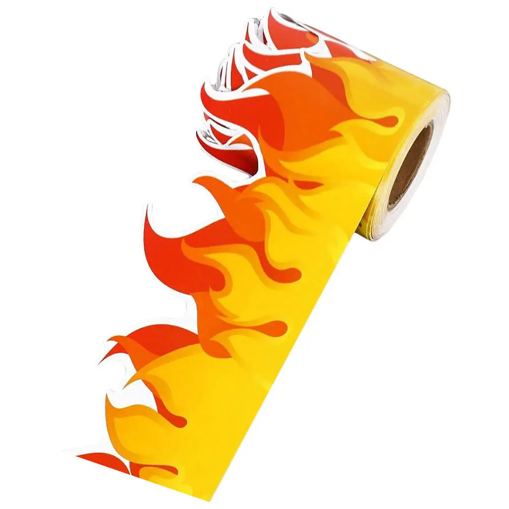 

1 Roll Fire Shaped Flame Trim Border Sticker Rolled Decal for Classroom Bulletin Board Chalkboard Wall Decorations