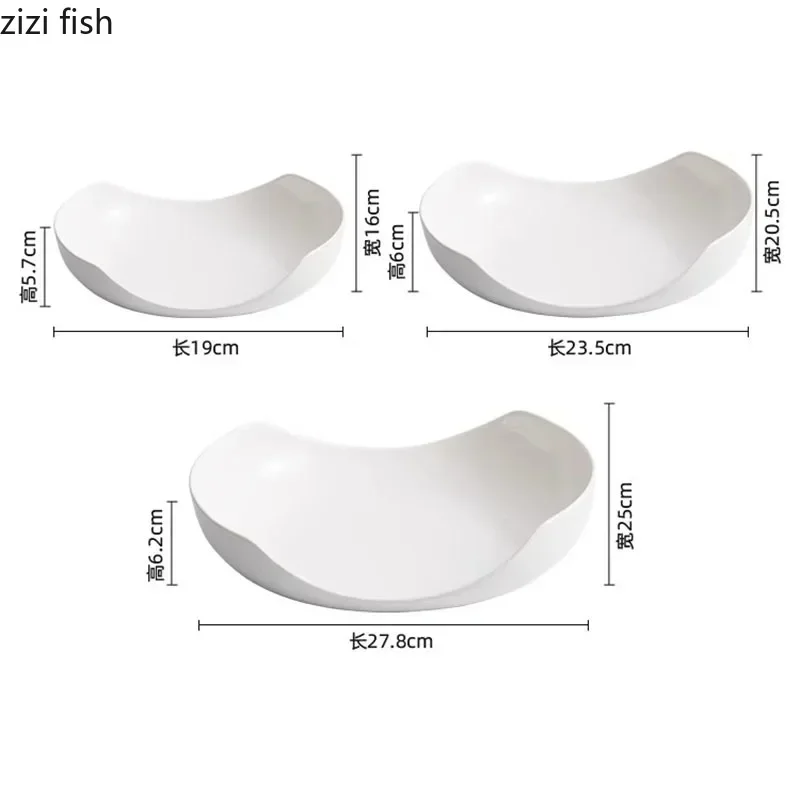 White Irregular Ceramic Plate Salad Plate Pasta Dish Serving Plate Dessert Dim Sum Dish Molecular Cuisine Restaurant Tableware #5