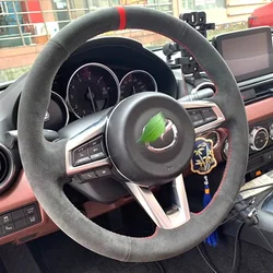 Customized suede Style Car Steering Wheel Cover for Mazda MX-5 2015-2022 MX5 ND Hand-Stitched black Steering Wheel Wrap