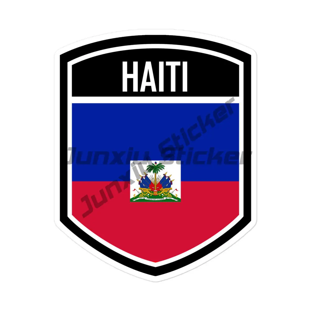 

Haiti Coat of Arms Round Seal Flag Sticker Haitian Flag Skull Country Code Oval TH RH Decal with Flag Occlusion Scratch Decor