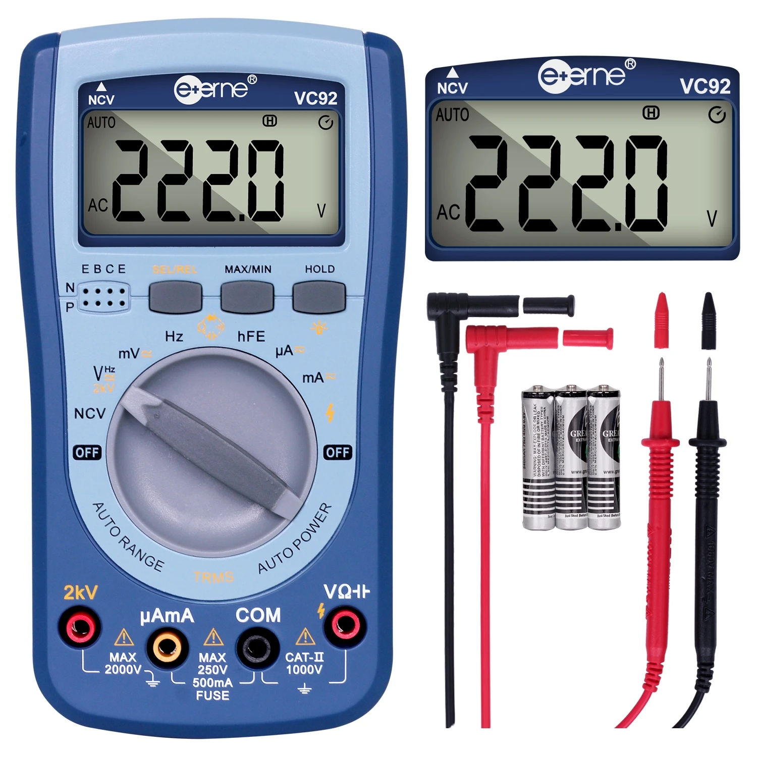 VC94 VC92 Aufzugswartung Digitalmultimeter 15 V Megohm hFE Widerstand Kapazität 2 kHz Rechteckwellentester DSP-Steuerung