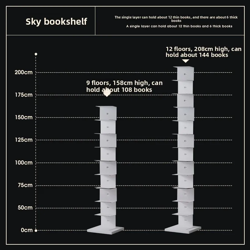 Bibliothèque Invisible pour salon, petit appartement, support de sol en fer forgé, support de rangement vertical multicouche
