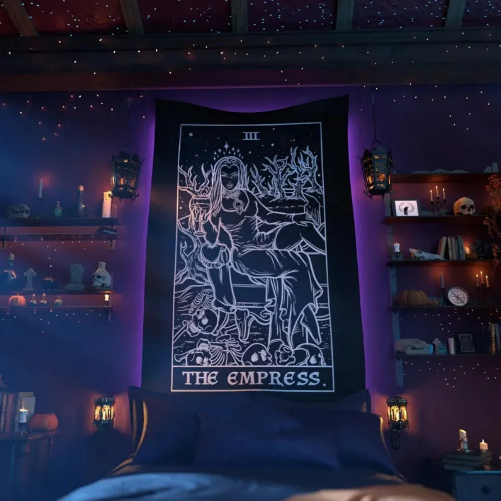

Императрица Таро Карты Гобелен Хэллоуин Домашние Украшения Готический Домашний Декор Ведьма Настенный Готический Настенный Искусство Жуткий Декор Стены