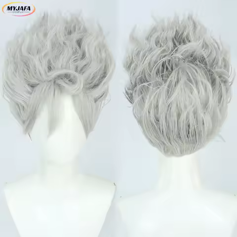 Monkey D Luffy Cosplay Wig Anime Straw Hat Boy Gear 5 Nika Luffy Silver Gray Curly Heat Resistant Synthetic Hair Wigs + Wig Cap