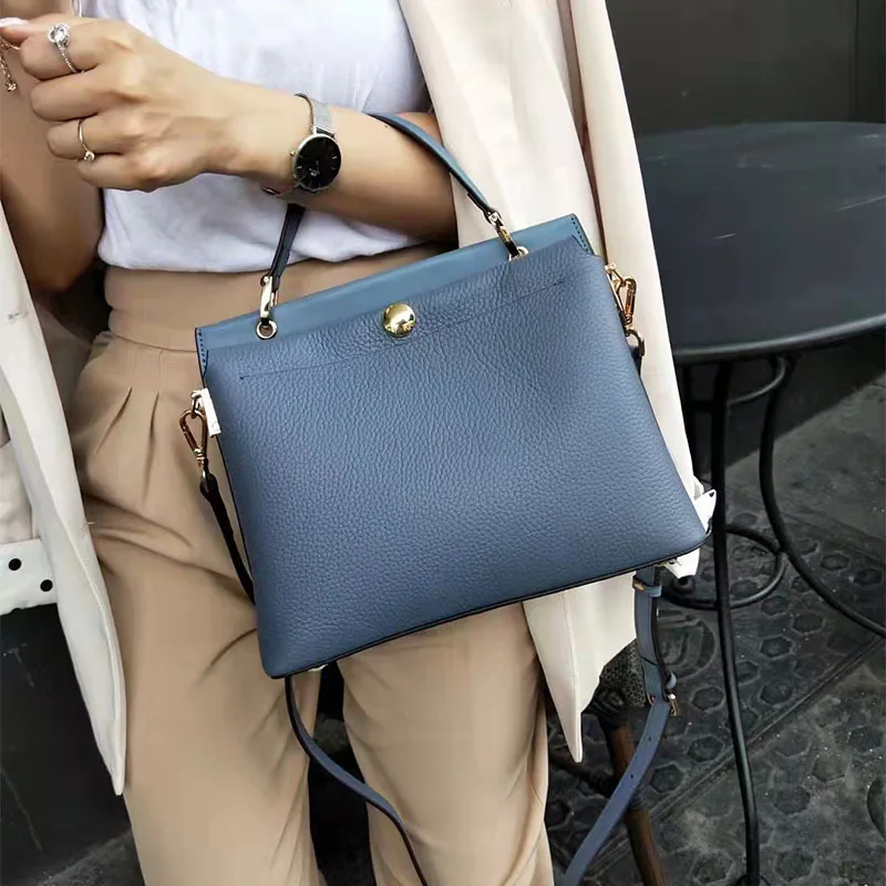 Multifunctional Female Genuine Leather Tote Bags Lady\'s Color Bump Commute Handbag Large Capacity Women Messenger Bags New 2023