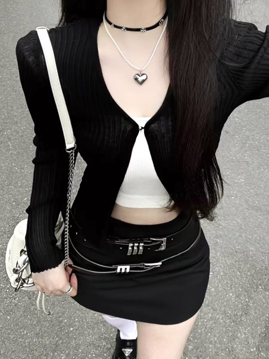 

plus Size Bla Knitted Open Cardigan Women's Thin Outerwear Long Sve Spring Summer Top Trendy Commute Sle Korean Fit