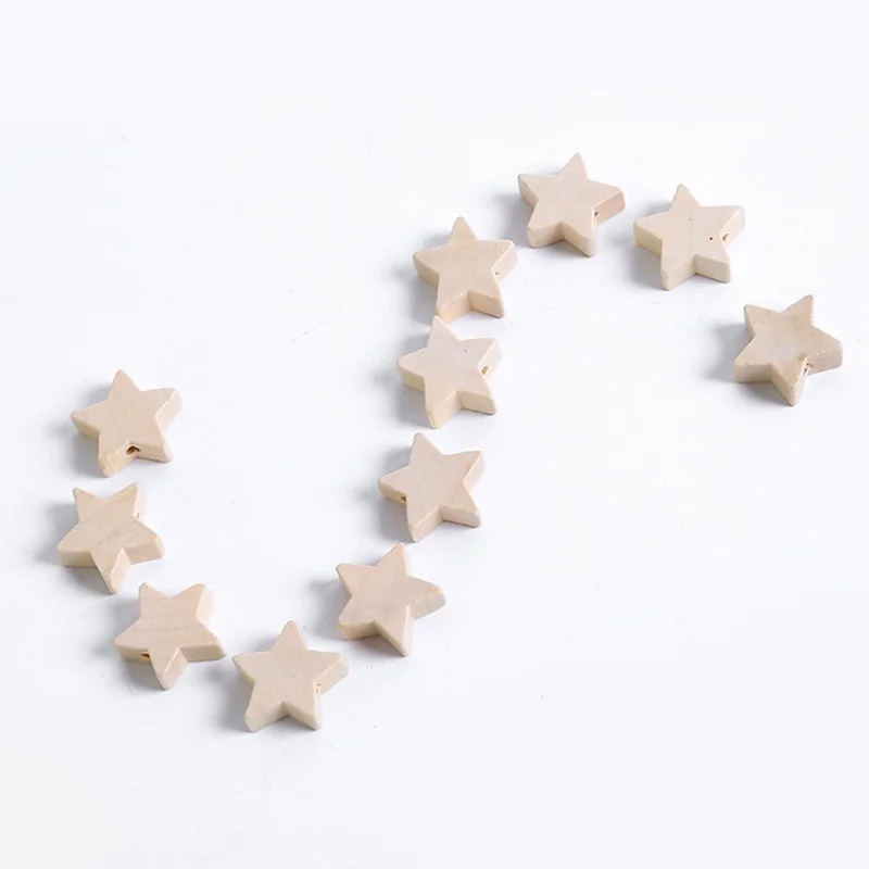 10pcs Star Shape 19x19mm Wooden Loose Wood Beads For Jewelry Making DIY Craft Earring Bracelet Findings