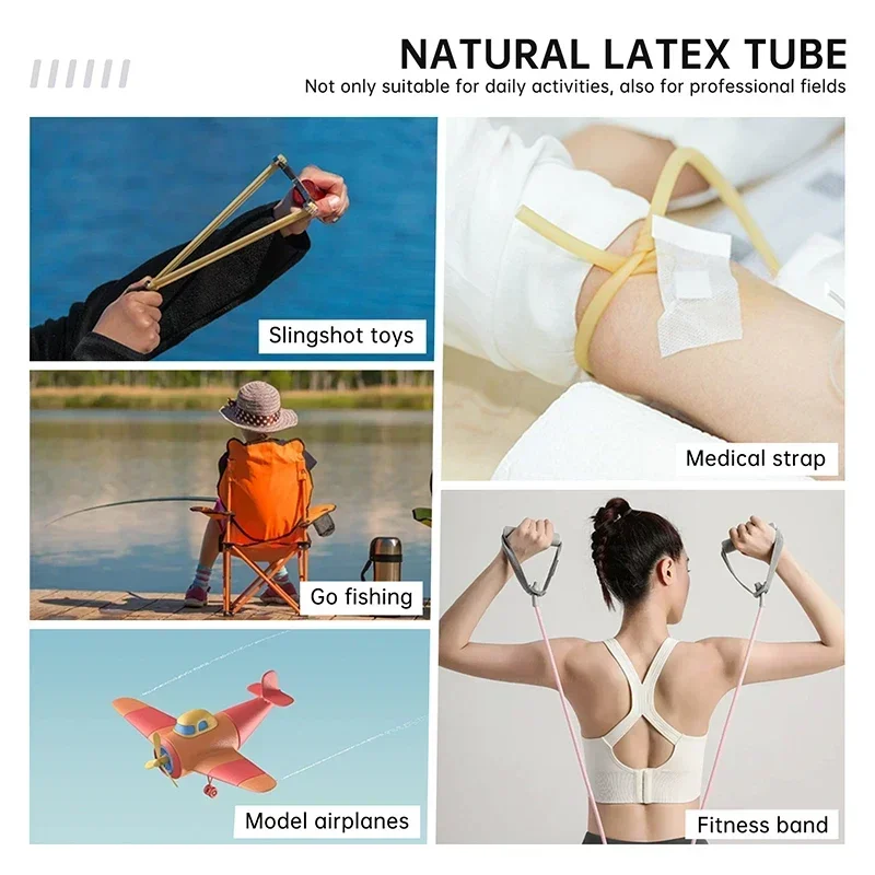 1~10M Latex Rubber Hose Elastica Bungee for Hunting Slingshot Catapult 1.6/2/4/5/6/8/9/10/12/14/18mm Yellow High Resilient Bands